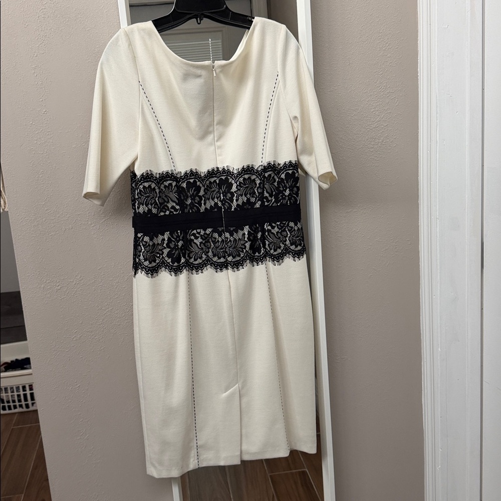 Jax Cream Midi Dress with Black Lace Waistband - Picture 3 of 4